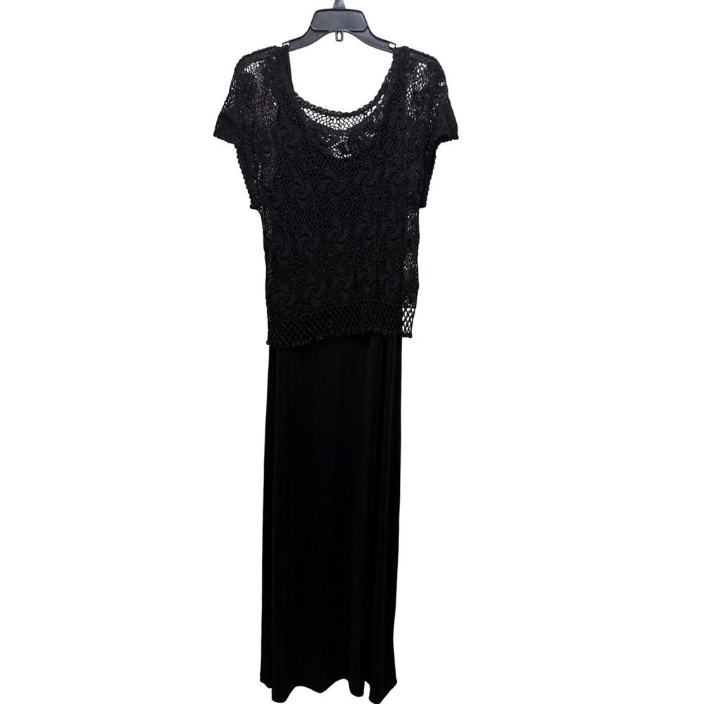 Patra Womens‎ Maxi Slip Dress Black Shrug Sleeveless Evening Gown Size 8 2 Piece
